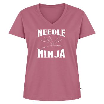 Aiguille Ninja Acupuncture T-Shirt cadeau - T-shirt encolure en V Premium bio Femme - mauve - Devant - AI Model Female 172 dark (172cm)