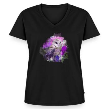 Chouette - T-shirt encolure en V Premium bio Femme - noir - Devant - AI Model Female 172 light (172cm)