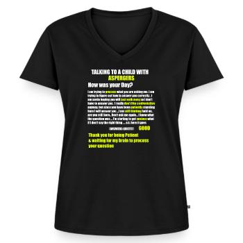 Aspergers Autismus ADHS Shirt - Frauen Premium Bio T-Shirt mit V-Ausschnitt - Schwarz - Vorne - AI Model Female 172 light (172cm)