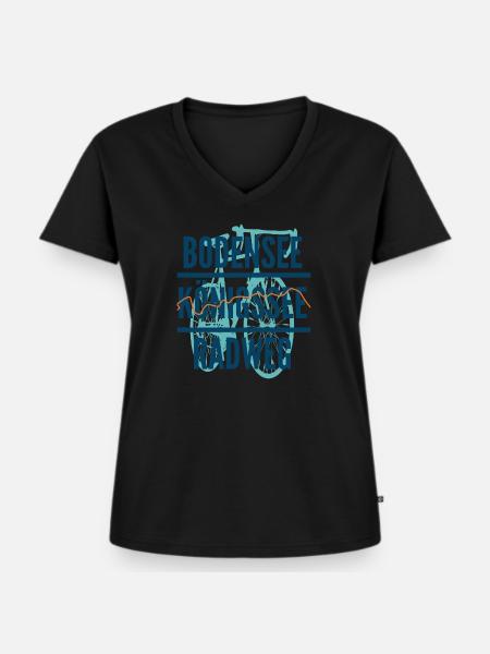 Bodensee - Königssee Radweg - Frauen Premium Bio T-Shirt mit V-Ausschnitt - Schwarz