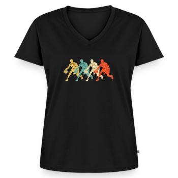basketball - T-shirt encolure en V Premium bio Femme - noir - Devant - AI Model Female 172 light (172cm)