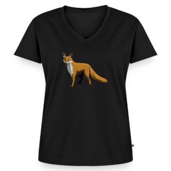 Fuchs Füchse Rotfuchs Wald Tier Geschenk - Frauen Premium Bio T-Shirt mit V-Ausschnitt - Schwarz - Vorne - AI Model Female 172 light (172cm)