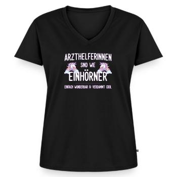 Arzthelferin MFA - Frauen Premium Bio T-Shirt mit V-Ausschnitt - Schwarz - Vorne - AI Model Female 172 light (172cm)