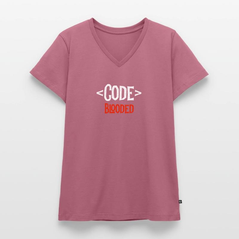Chemise de développeur - Code Blooded - Coding Coder T-shirt encolure en V Premium bio Femme