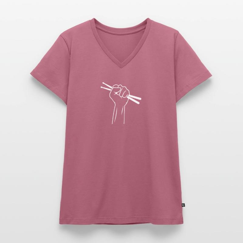 Drummer Schlagzeuger oder Percussionist Geschenk Frauen Premium Bio T-Shirt mit V-Ausschnitt