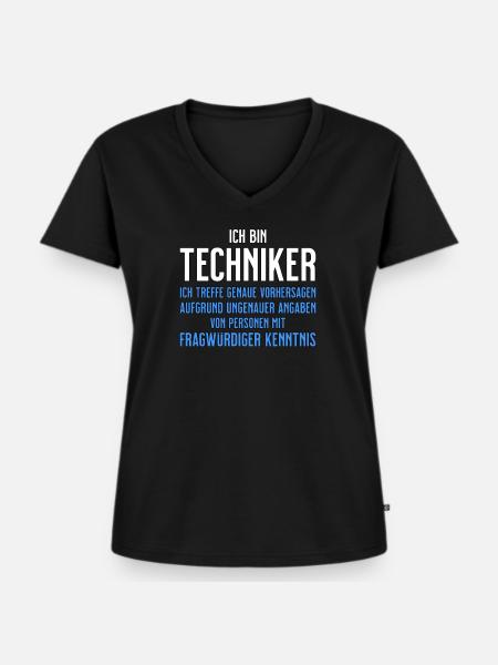 Techniker - Technikerbrief - lustiger Spruch - Frauen Premium Bio T-Shirt mit V-Ausschnitt - Schwarz