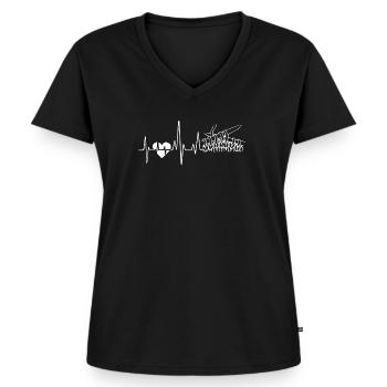 Tricoter le rythme cardiaque - T-shirt encolure en V Premium bio Femme - noir - Devant - AI Model Female 172 light (172cm)