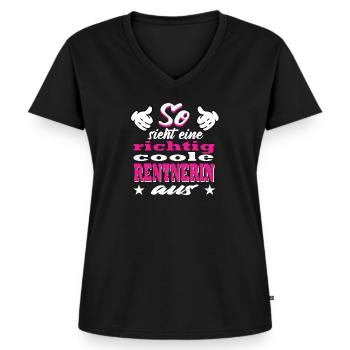 So sieht eine richtig coole Rentnerin aus - 2020 - Frauen Premium Bio T-Shirt mit V-Ausschnitt - Schwarz - Vorne - AI Model Female 172 light (172cm)