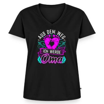 Aus dem Weg Ich werde Oma Bekanntgabe Überraschung - Frauen Premium Bio T-Shirt mit V-Ausschnitt - Schwarz - Vorne - AI Model Female 172 light (172cm)