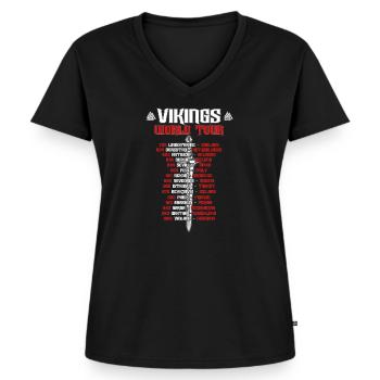 Vikings Vikings World Tour Warrior les Raids - T-shirt encolure en V Premium bio Femme - noir - Devant - AI Model Female 172 light (172cm)