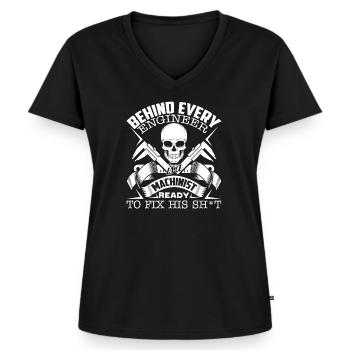 CNC Machinist Proud CNC Machinist - Women's Premium Organic V-neck T-shirt - black - Front - AI Model Female 172 light (172cm)