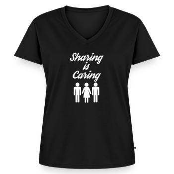 Le partage de cadeaux d'humour pour adultes pervers est attentionné - T-shirt encolure en V Premium bio Femme - noir - Devant - AI Model Female 172 light (172cm)