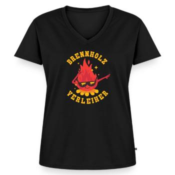Brennholz Verleiher Holzfäller Waldarbeiter Shirt - Frauen Premium Bio T-Shirt mit V-Ausschnitt - Schwarz - Vorne - AI Model Female 172 light (172cm)