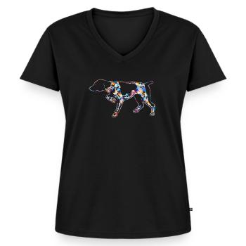 German Shorthaired Pointer - Women's Premium Organic V-neck T-shirt - black - Front - AI Model Female 172 light (172cm)