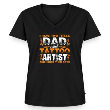 Tätowierer Papa und Tätowierer - Frauen Premium Bio T-Shirt mit V-Ausschnitt - Schwarz - Vorne - AI Model Female 172 light (172cm)