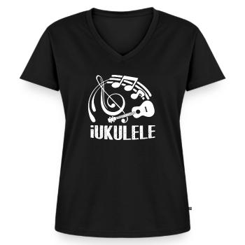 Ukulele Lustige Ukulele - Frauen Premium Bio T-Shirt mit V-Ausschnitt - Schwarz - Vorne - AI Model Female 172 light (172cm)
