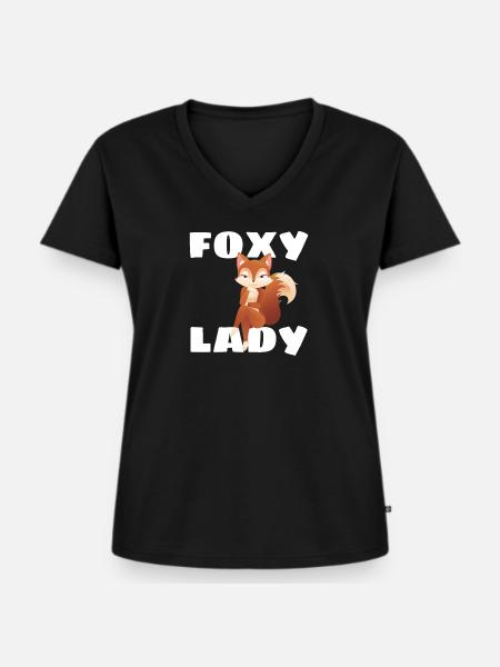 Foxy Lady - Frauen Premium Bio T-Shirt mit V-Ausschnitt - Schwarz