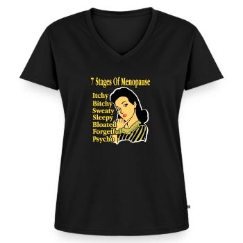Die 7 Stufen der Menopause - Frauen Premium Bio T-Shirt mit V-Ausschnitt - Schwarz - Vorne - AI Model Female 172 light (172cm)