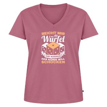 Schocken König Trinkspiel Geschenk Würfelspiel - Frauen Premium Bio T-Shirt mit V-Ausschnitt - Mauve - Vorne - AI Model Female 172 dark (172cm)