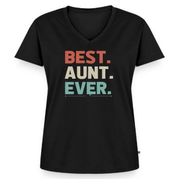 Best Aunt Ever, Aunt Gift, Aunt TShirt, Aunt Shirt - Frauen Premium Bio T-Shirt mit V-Ausschnitt - Schwarz - Vorne - AI Model Female 172 light (172cm)