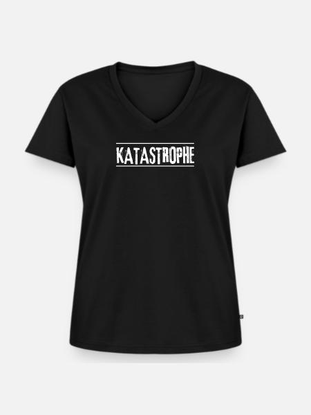 KATASTROPHE - Frauen Premium Bio T-Shirt mit V-Ausschnitt - Schwarz