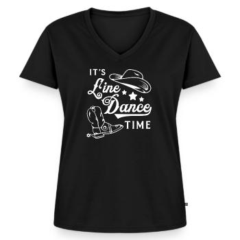 Its Line Dance Time Country Music Cowboy Western - Frauen Premium Bio T-Shirt mit V-Ausschnitt - Schwarz - Vorne - AI Model Female 172 light (172cm)