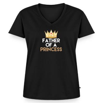 Papa Tochter - Frauen Premium Bio T-Shirt mit V-Ausschnitt - Schwarz - Vorne - AI Model Female 172 light (172cm)