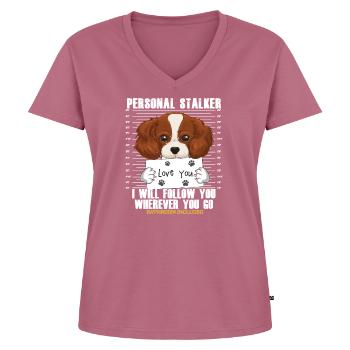 Funny Cavalier King Charles Spaniel Poison - T-shirt encolure en V Premium bio Femme - mauve - Devant - AI Model Female 172 dark (172cm)