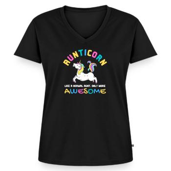 Aunticorn - Super Tolle Tante Einhorn Geschenk - Frauen Premium Bio T-Shirt mit V-Ausschnitt - Schwarz - Vorne - AI Model Female 172 light (172cm)