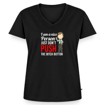 Drôle - T-shirt encolure en V Premium bio Femme - noir - Devant - AI Model Female 172 light (172cm)