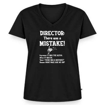 Lustiger Chorleiter Sopran Alt Tenor Bass - Frauen Premium Bio T-Shirt mit V-Ausschnitt - Schwarz - Vorne - AI Model Female 172 light (172cm)