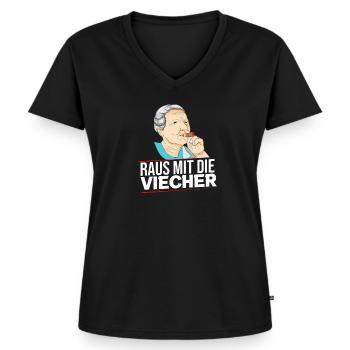 Raus mit die Viecher - Frauen Premium Bio T-Shirt mit V-Ausschnitt - Schwarz - Vorne - AI Model Female 172 light (172cm)