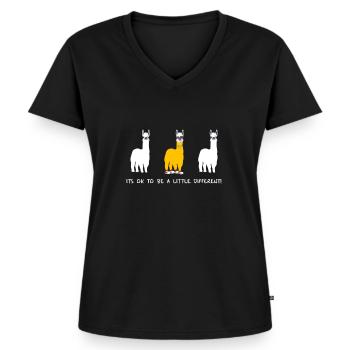 Funny llama t shirt for extrovert gift - Women's Premium Organic V-neck T-shirt - black - Front - AI Model Female 172 light (172cm)