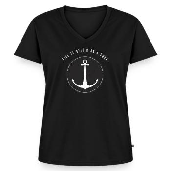 Boat - Anchor Sailors - T-shirt encolure en V Premium bio Femme - noir - Devant - AI Model Female 172 light (172cm)