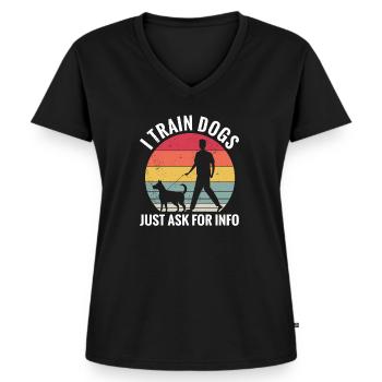 Hund Hunde Hundeschule Hundetrainer Hundetraining - Frauen Premium Bio T-Shirt mit V-Ausschnitt - Schwarz - Vorne - AI Model Female 172 light (172cm)