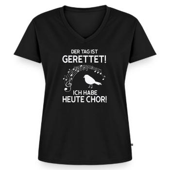 Schöner Tag mit Chor - Frauen Premium Bio T-Shirt mit V-Ausschnitt - Schwarz - Vorne - AI Model Female 172 light (172cm)