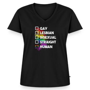 Equality - Women's Premium Organic V-neck T-shirt - black - Front - AI Model Female 172 light (172cm)