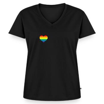 Rainbow Lesbian Pride LGBT Flagge CSD Homosexual - Frauen Premium Bio T-Shirt mit V-Ausschnitt - Schwarz - Vorne - AI Model Female 172 light (172cm)