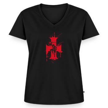 Cross And Horse Knight Templar - Women's Premium Organic V-neck T-shirt - black - Front - AI Model Female 172 light (172cm)