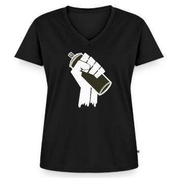 Blackpower, Graffiti, bombe aérosol, art du ghetto, liberté - T-shirt encolure en V Premium bio Femme - noir - Devant - AI Model Female 172 light (172cm)