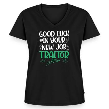 Coworker Quit Gag Gift Traitor - Women's Premium Organic V-neck T-shirt - black - Front - AI Model Female 172 light (172cm)