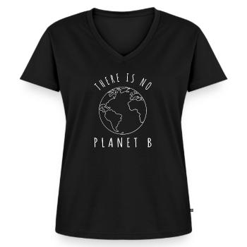 There is no Planet B es gibt keine alternative - Frauen Premium Bio T-Shirt mit V-Ausschnitt - Schwarz - Vorne - AI Model Female 172 light (172cm)