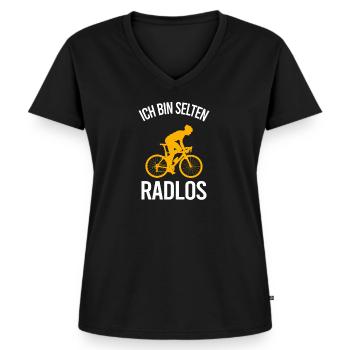 Ich Bin Selten Radlos Fahrrad Fahrradfaher - Frauen Premium Bio T-Shirt mit V-Ausschnitt - Schwarz - Vorne - AI Model Female 172 light (172cm)