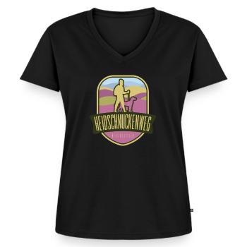 Heidschnuckenweg - Niedersachsen - Frauen Premium Bio T-Shirt mit V-Ausschnitt - Schwarz - Vorne - AI Model Female 172 light (172cm)