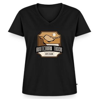 Routeburn Track - Neuseeland - Frauen Premium Bio T-Shirt mit V-Ausschnitt - Schwarz - Vorne - AI Model Female 172 light (172cm)