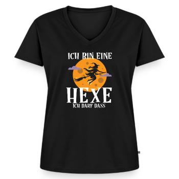 Ich Bin Eine Hexe Ich Darf Das Halloween Kostüm - Frauen Premium Bio T-Shirt mit V-Ausschnitt - Schwarz - Vorne - AI Model Female 172 light (172cm)