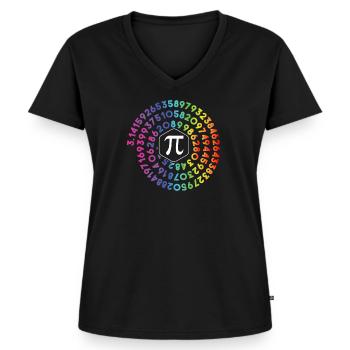 Pi Spirale | Happy Pi Day Shirt Pi Mathe 3.14 - Frauen Premium Bio T-Shirt mit V-Ausschnitt - Schwarz - Vorne - AI Model Female 172 light (172cm)