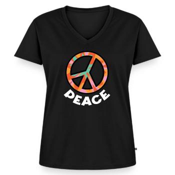 Peace Love LGBTQ - Frauen Premium Bio T-Shirt mit V-Ausschnitt - Schwarz - Vorne - AI Model Female 172 light (172cm)
