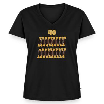 40 ans,40 Balais Anniversaire Humour - T-shirt encolure en V Premium bio Femme - noir - Devant - AI Model Female 172 light (172cm)