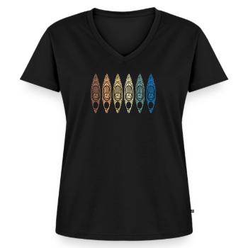Kajak - Frauen Premium Bio T-Shirt mit V-Ausschnitt - Schwarz - Vorne - AI Model Female 172 light (172cm)